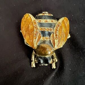 Bee Brooch with Orange and Black Accents